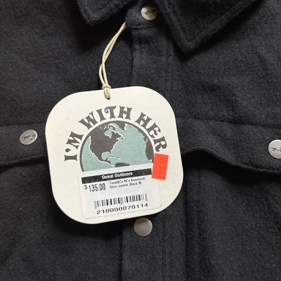 NWT Toad & Co. Men's Kennicott Wool Blend Button Up Shirt Jacket Black Sz Med - Picture 4 of 10